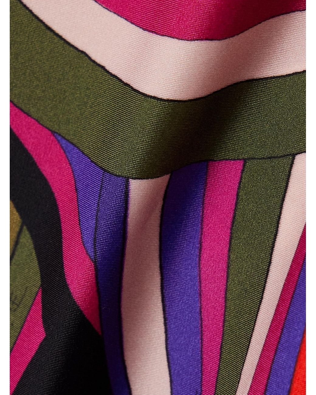 Emilio Pucci Purple One-Shoulder Embellished Printed Swimsuit