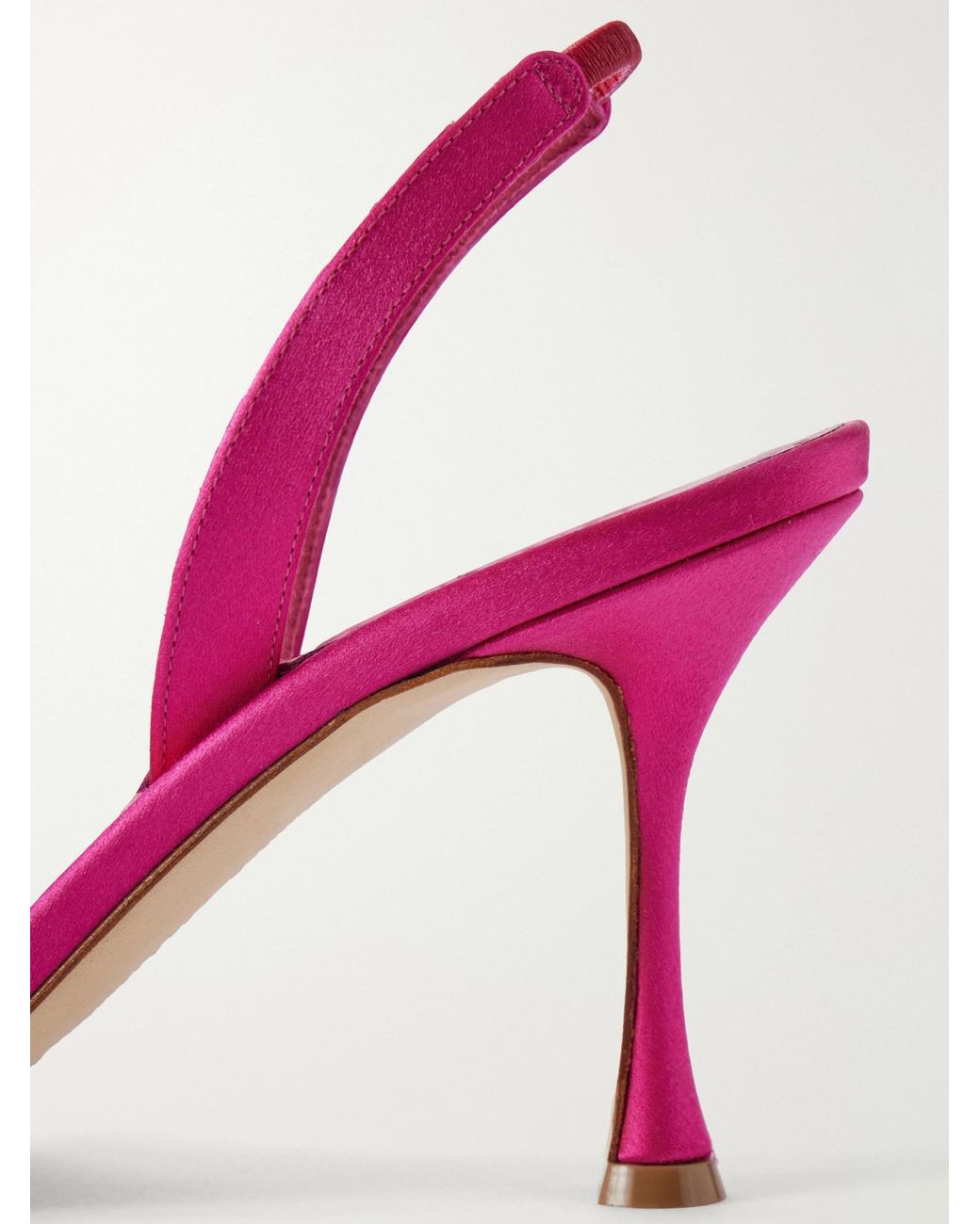 Manolo Blahnik Pink Zutosan 90 Crystal-Embellished Satin Slingback Sandals