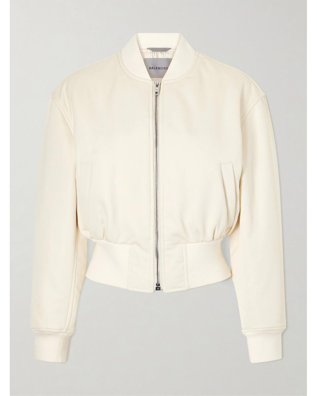 Balenciaga Natural Cropped Shell Bomber Jacket
