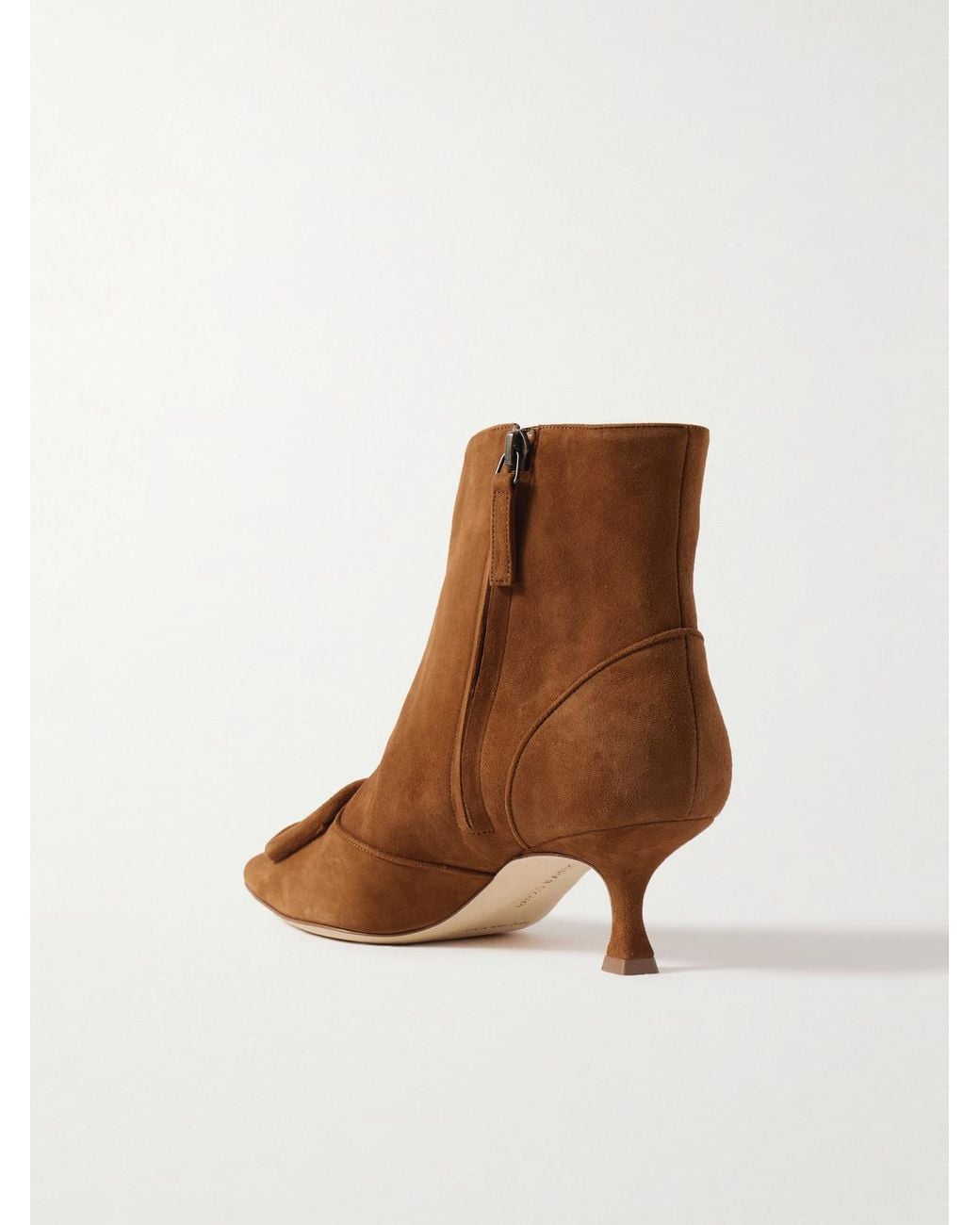 Manolo Blahnik Brown Baylow 50 Buckled Suede Ankle Boots