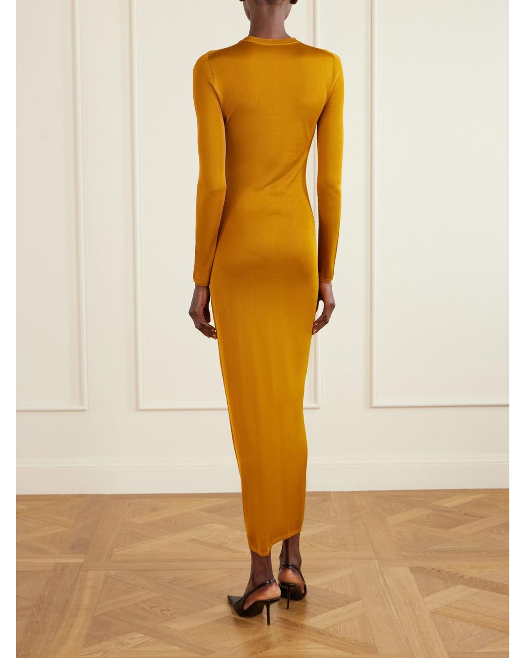 Saint Laurent Yellow Knitted Maxi Dress