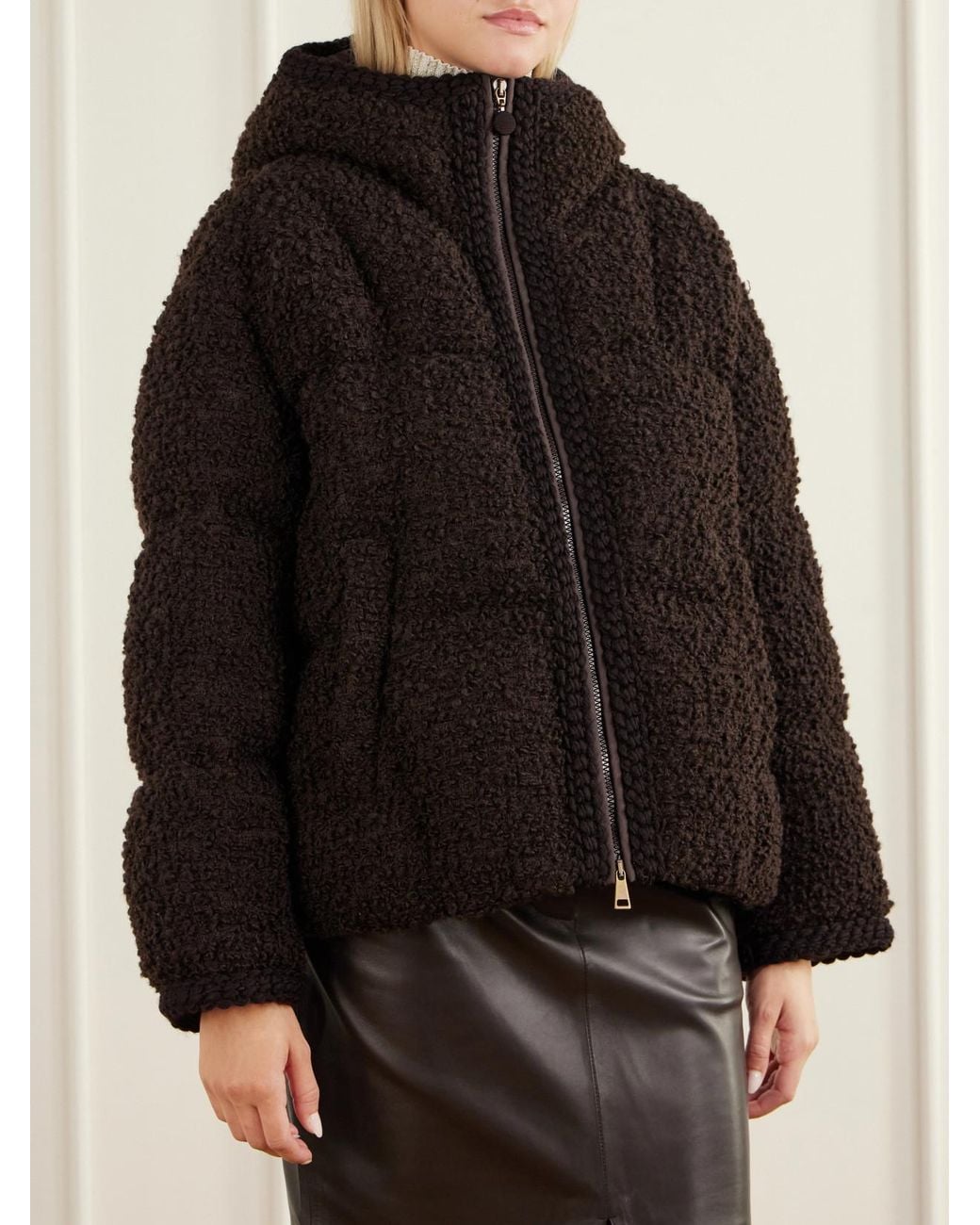 Moncler Black Cristallin Shell-Trimmed Bouclé Wool-Blend Jacket