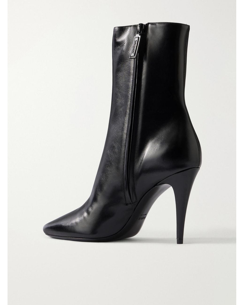 Saint Laurent Black Capucine 95 Leather Ankle Boots