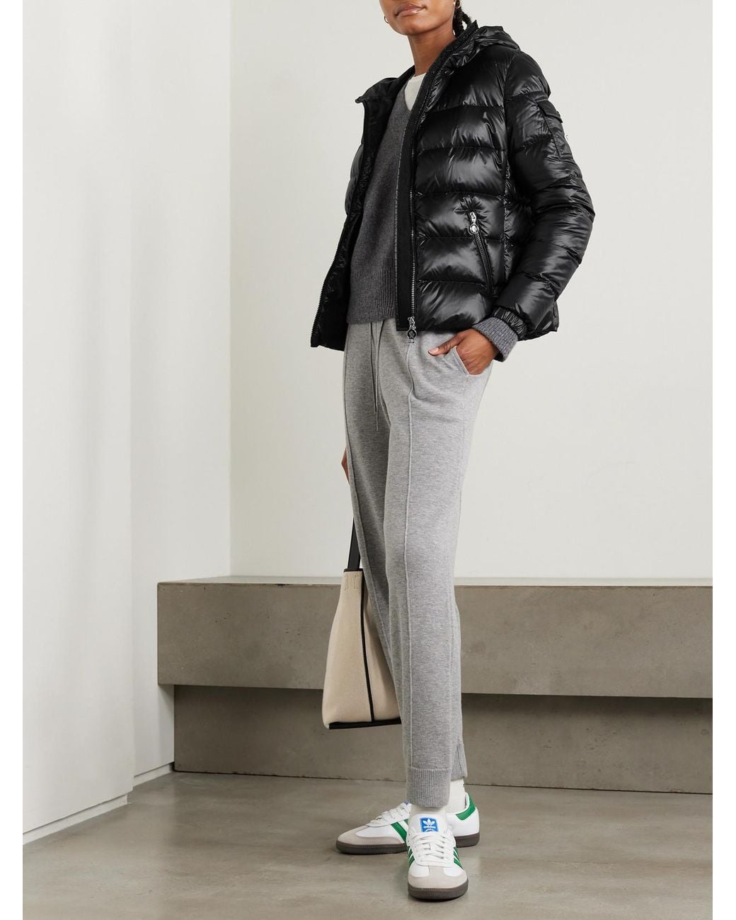 Moncler Black Gles Hooded Quilted Shell Down Jacket
