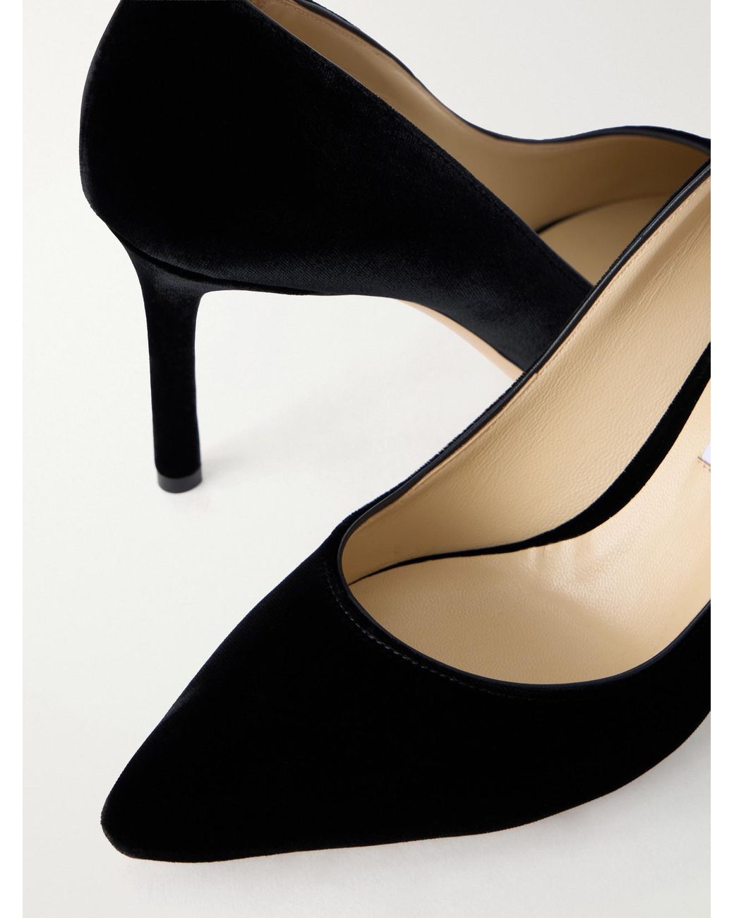 Jimmy Choo Black Romy 85 Velvet Pumps