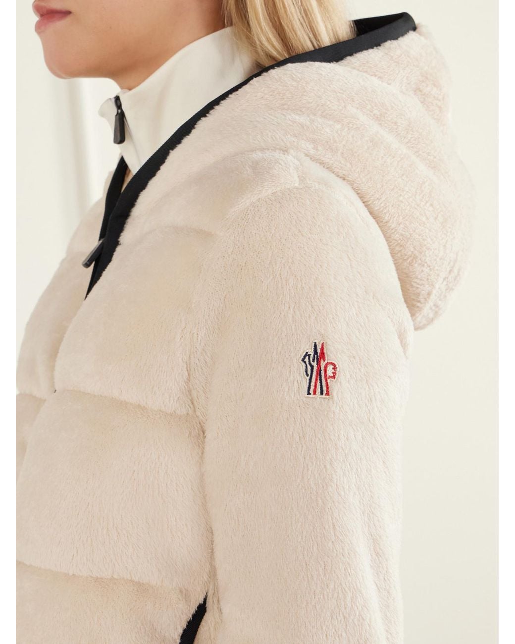 Moncler Natural Hooded Quilted Padded Plush Down Ski Jacket