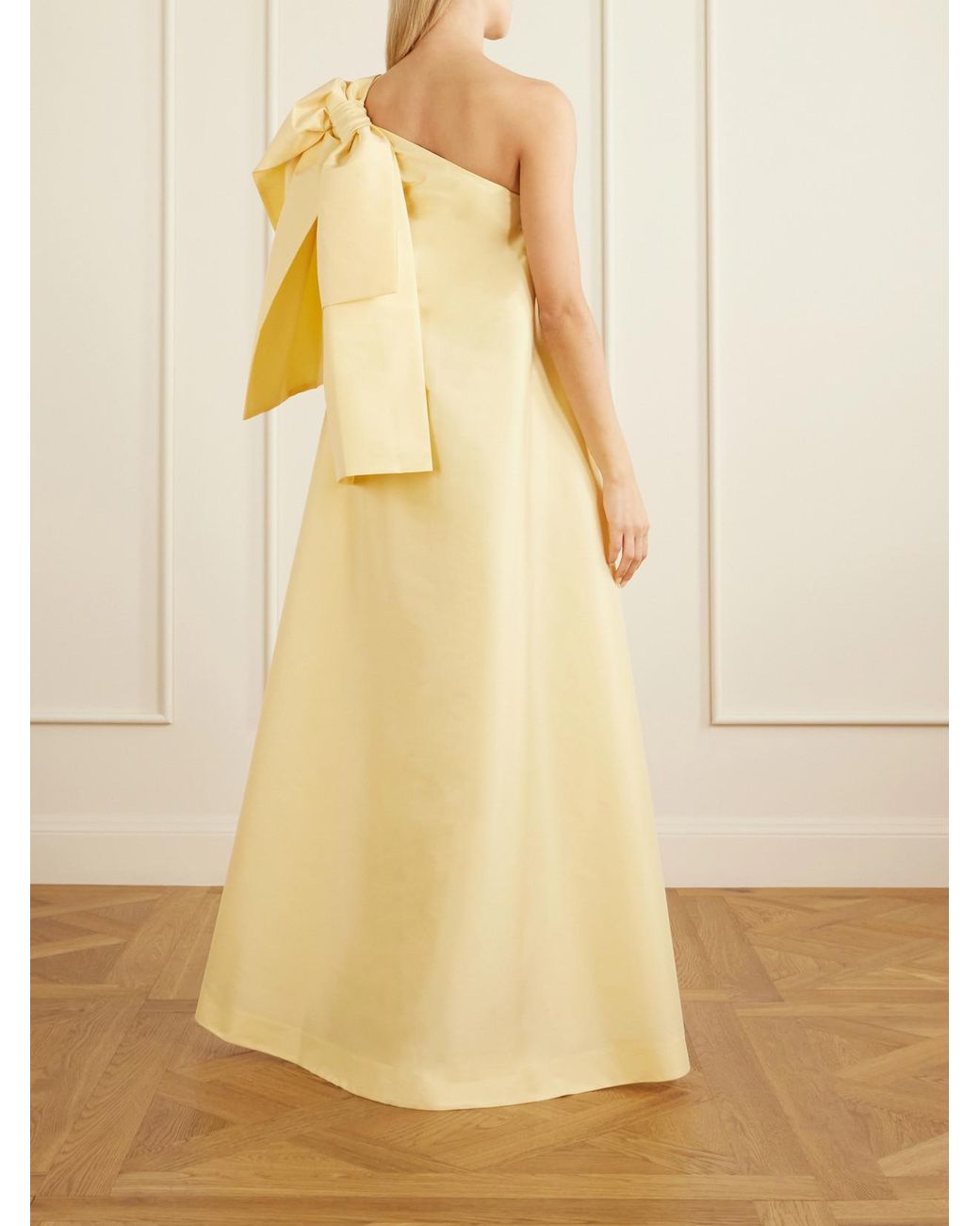 BERNADETTE Yellow Winnette One-Shoulder Crepe Gown