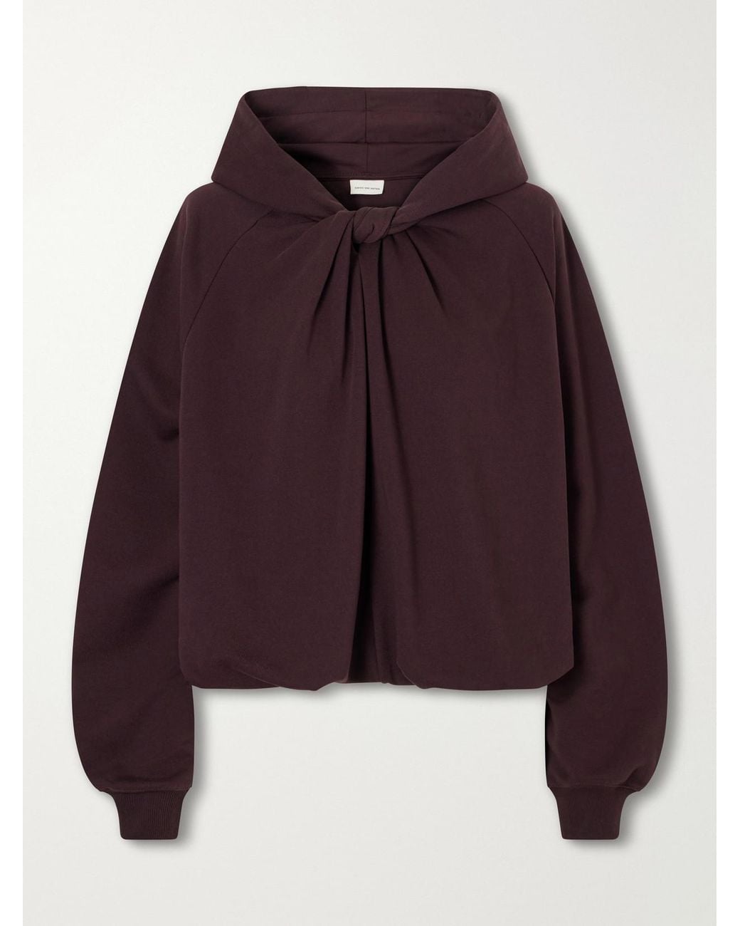 Dries Van Noten Purple Knotted Cotton-Jersey Hoodie