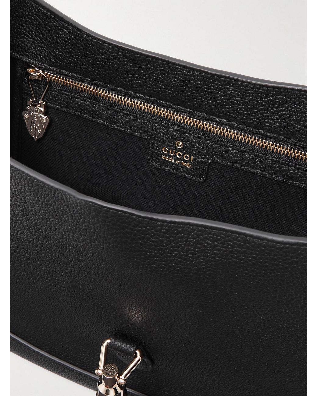 Gucci Black Jackie 1961 Medium Textured-Leather Shoulder Bag