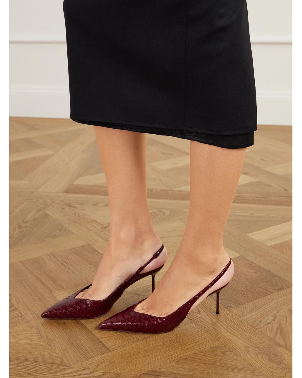 Paris Texas Pink Lidia 70 Snake-Effect Leather Slingback Pumps