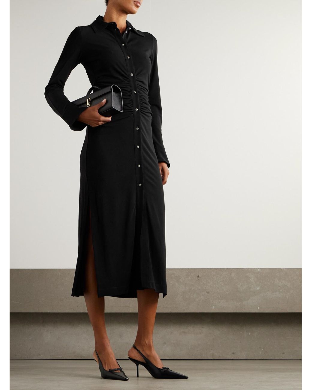 Altuzarra Claudia Crystal-Embellished Ruched Jersey Midi Dress in Black |  Lyst