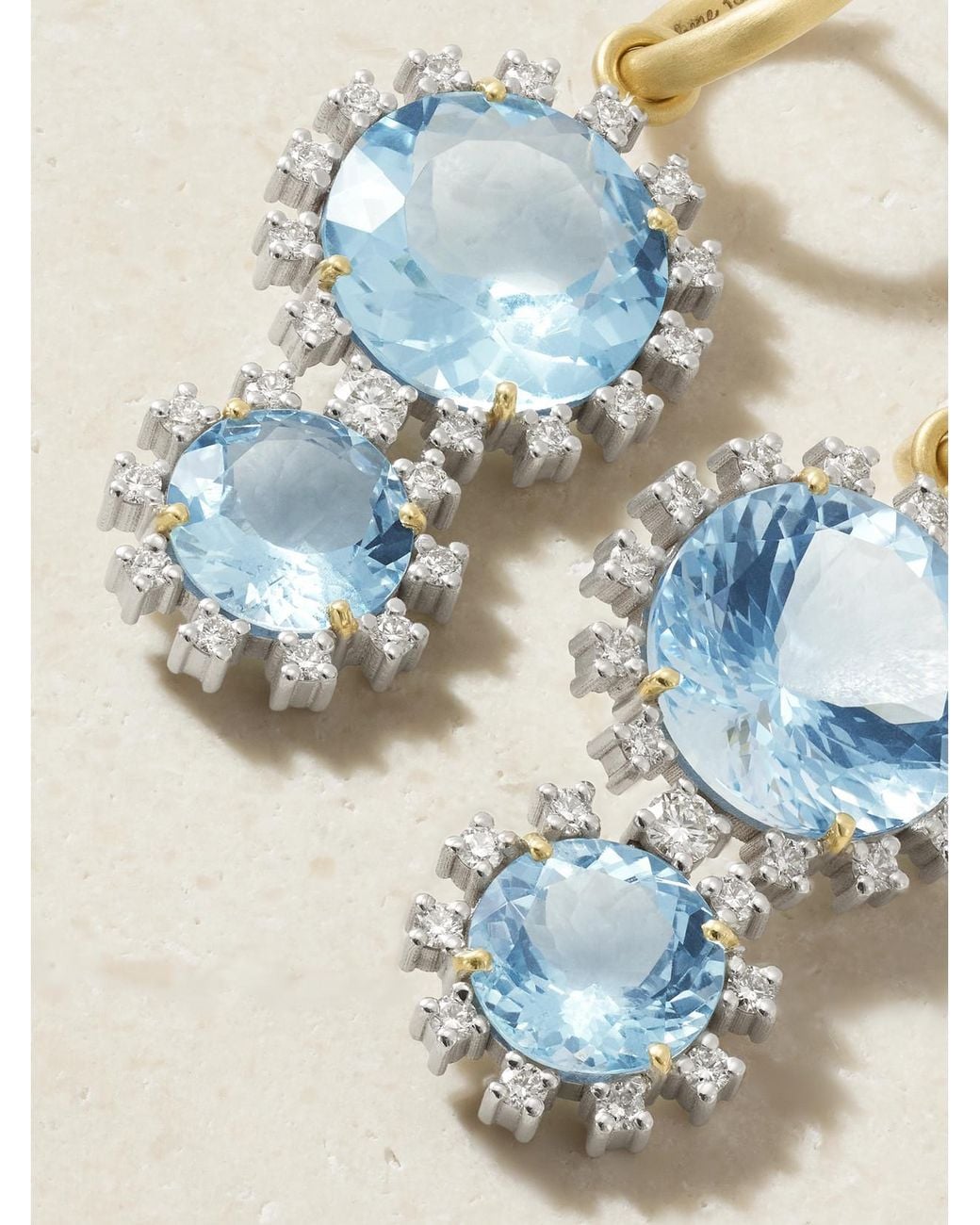 Irene Neuwirth Blue Gemmy Gem 18-Karat And Diamond And Aquamarine Earrings