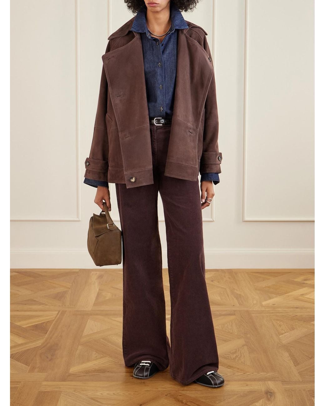 Loewe Brown Double-Breasted Suede Jacket