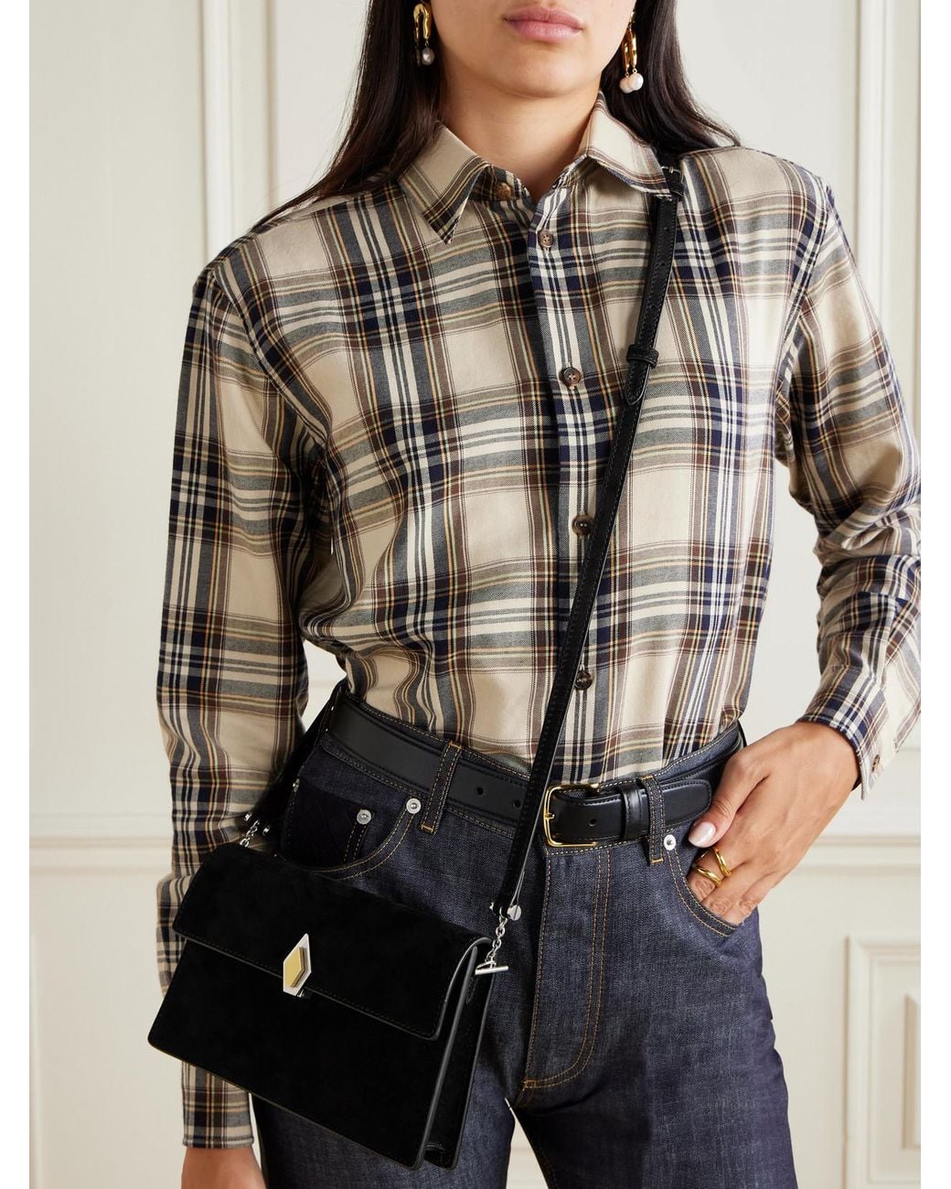 Metier Black Parallel 22 Small Suede Shoulder Bag