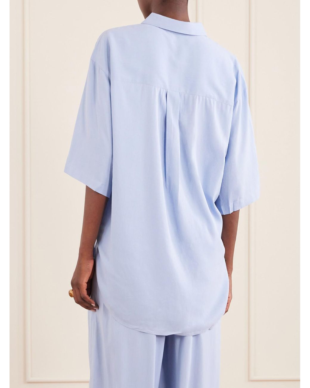 Jamie Haller Blue Elbow Silk Shirt