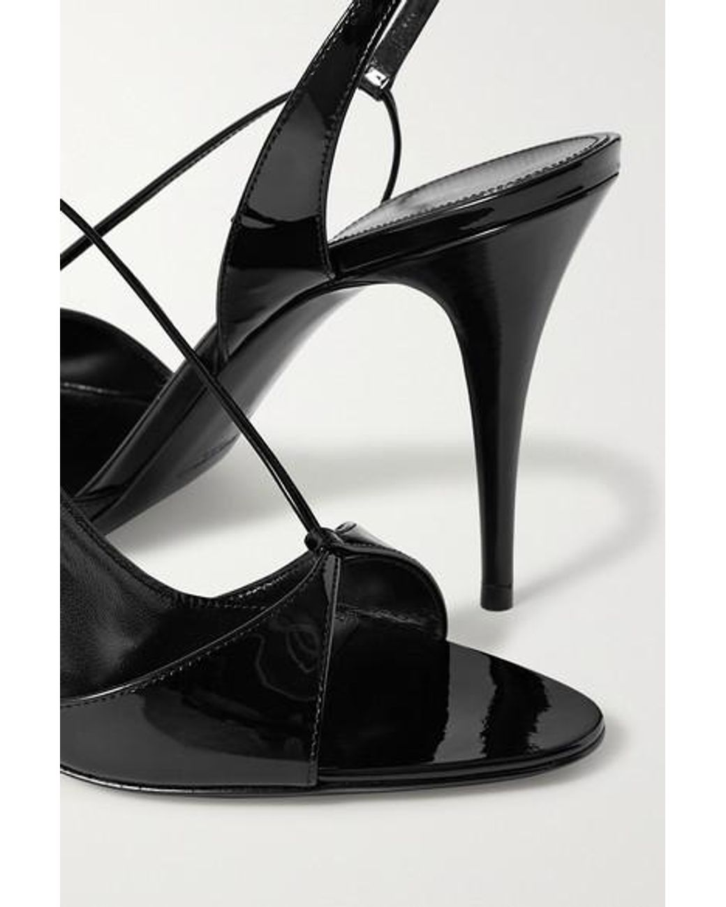 Saint Laurent Anouk Patent Leather Slingback Sandals in Black