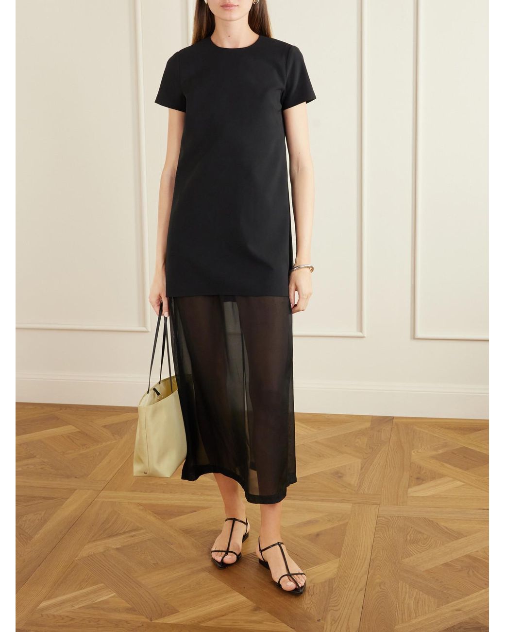 La Ligne Blue Crepe And Chiffon Maxi Dress