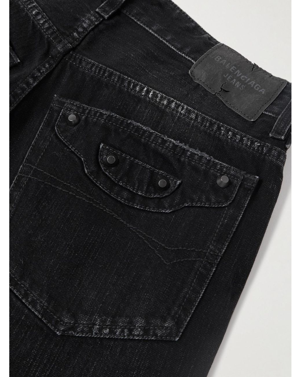 Balenciaga Black City Studded Low-Rise Straight-Leg Jeans