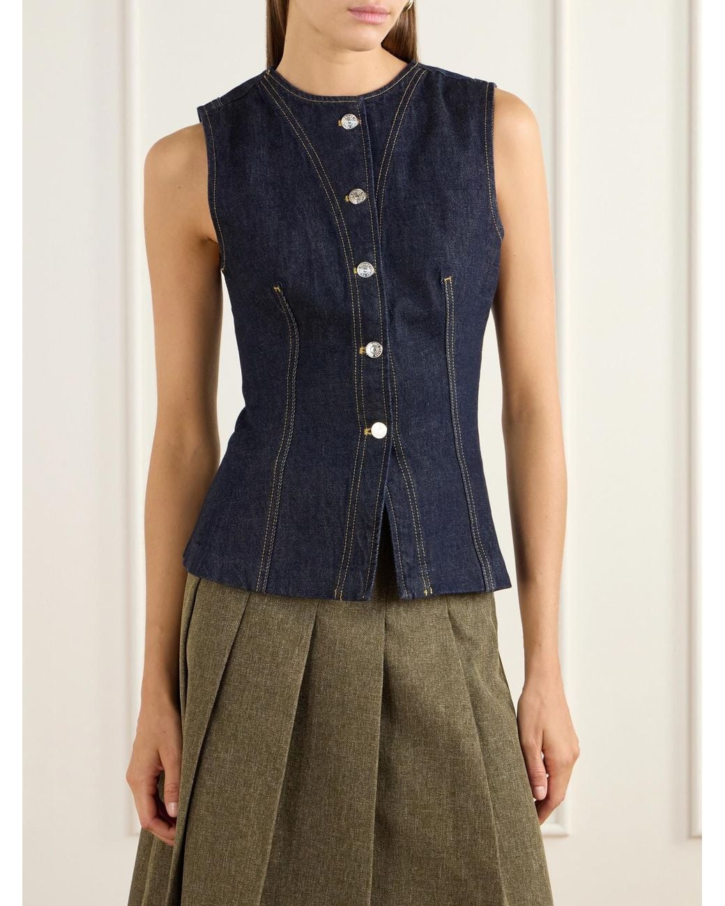 FRAME Blue The Form Denim Vest