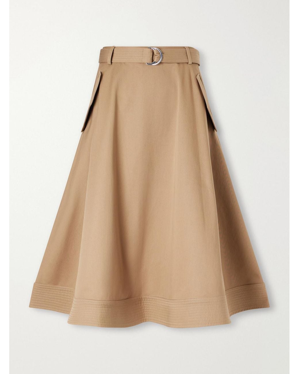 Twp Natural Pure Intentions Belted Cotton-Drill Midi Skirt