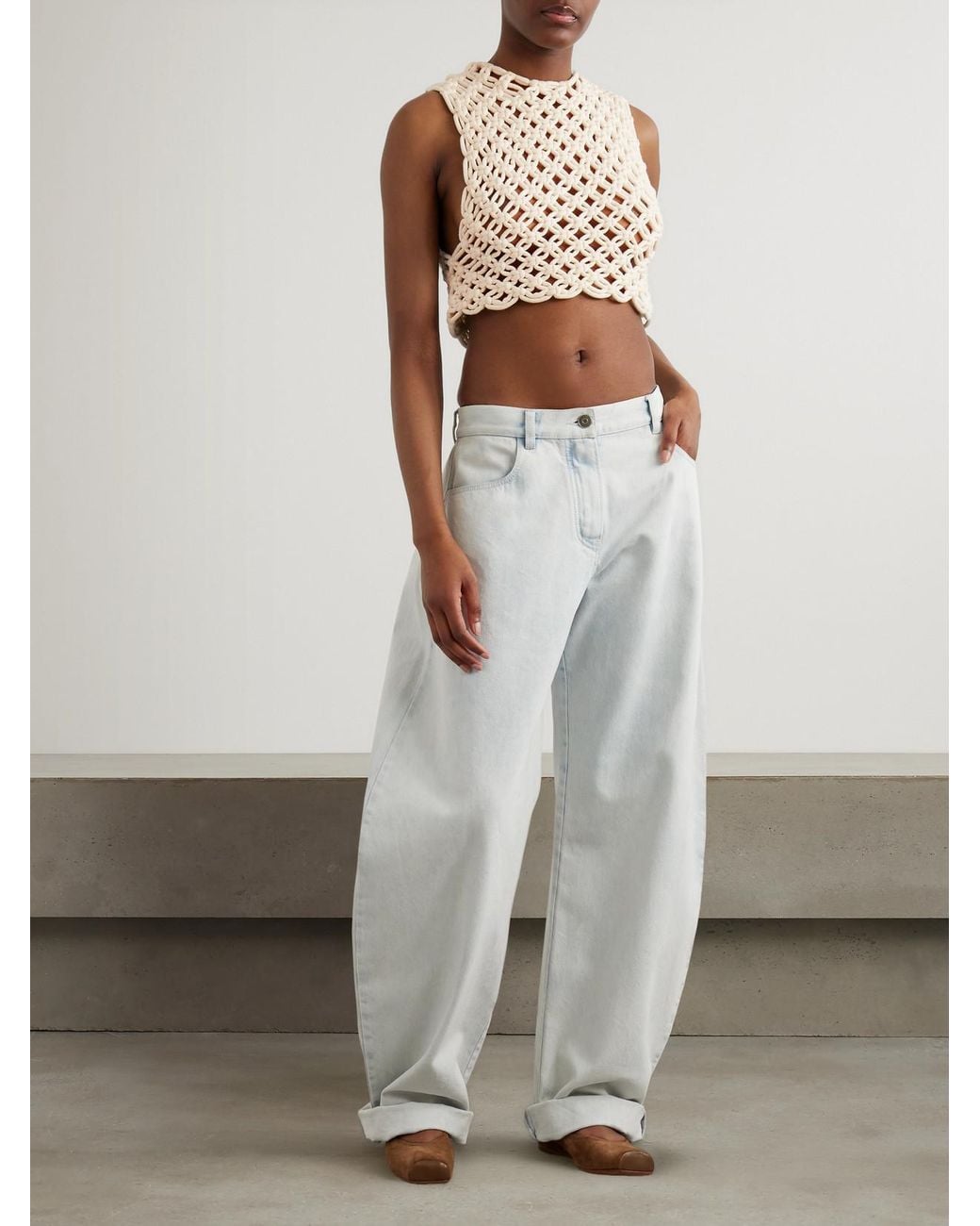 Alaïa White Low-Rise Barrel-Leg Jeans