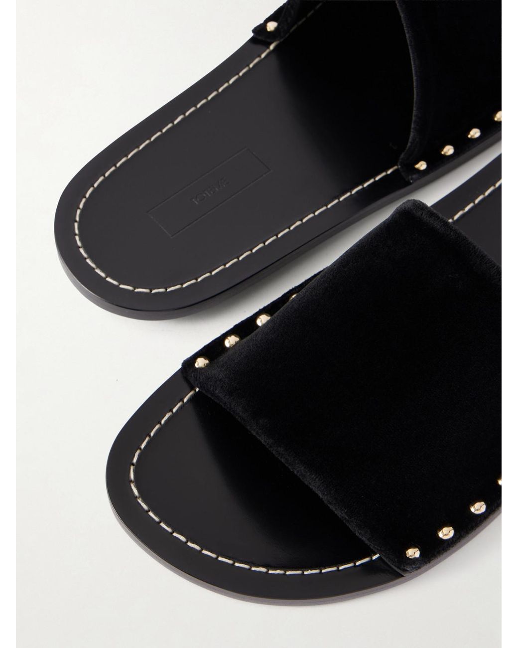Totême  White Studded Velvet Slides