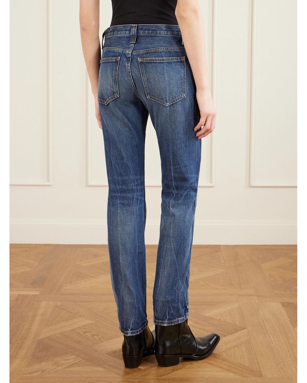 Khaite Blue Farley High-Rise Straight-Leg Jeans