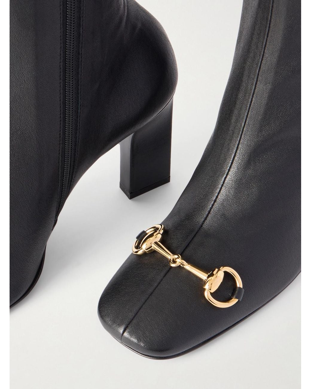 Gucci Black Signora Horsebit-Embellished Leather Knee Boots