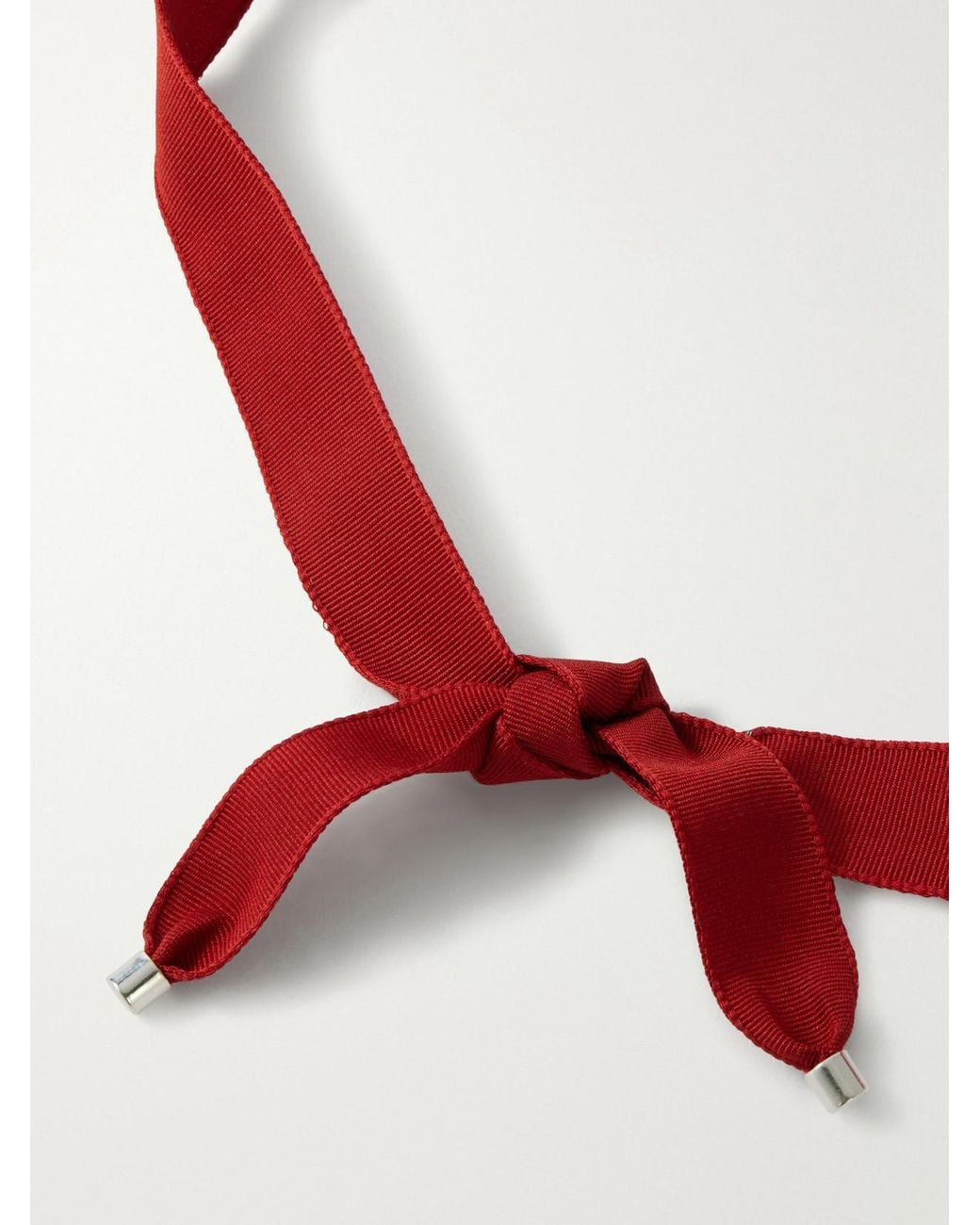 Camille Surault Red Grigri Sterling And Silk Necklace