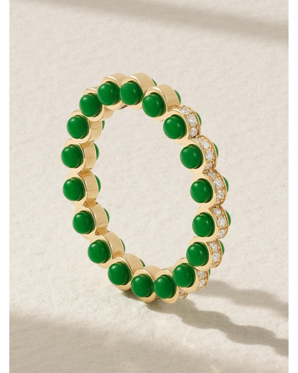 L'Atelier Nawbar Green Atoms 18-Karat Diamond And Enamel Ring