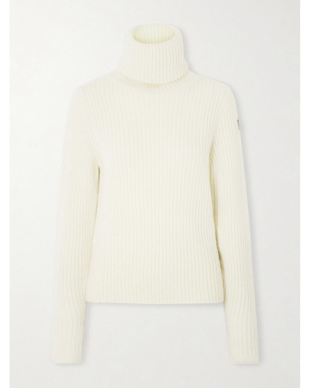 Moncler Natural Ribbed Wool-Blend Turtleneck Sweater