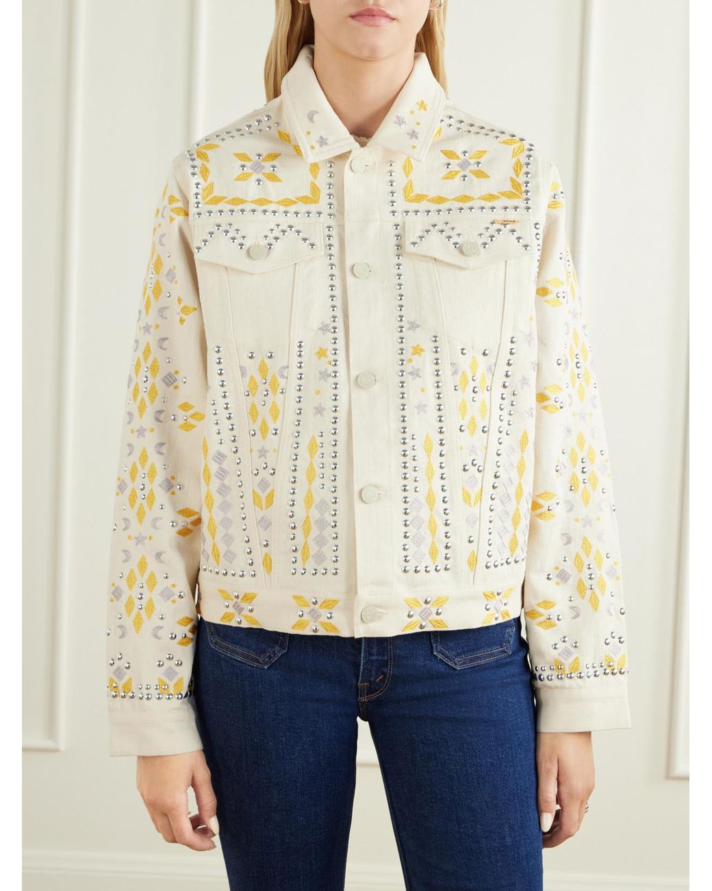 Mother Natural The Bruiser Appliquéd Studded Denim Jacket