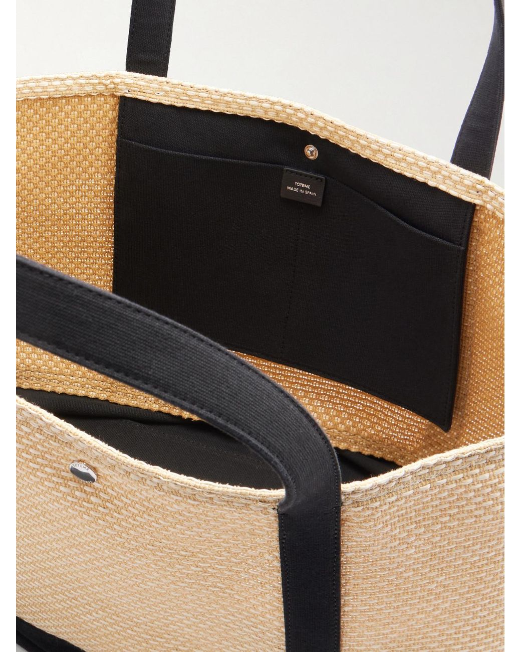 Totême Black Canvas-Trimmed Raffia Tote
