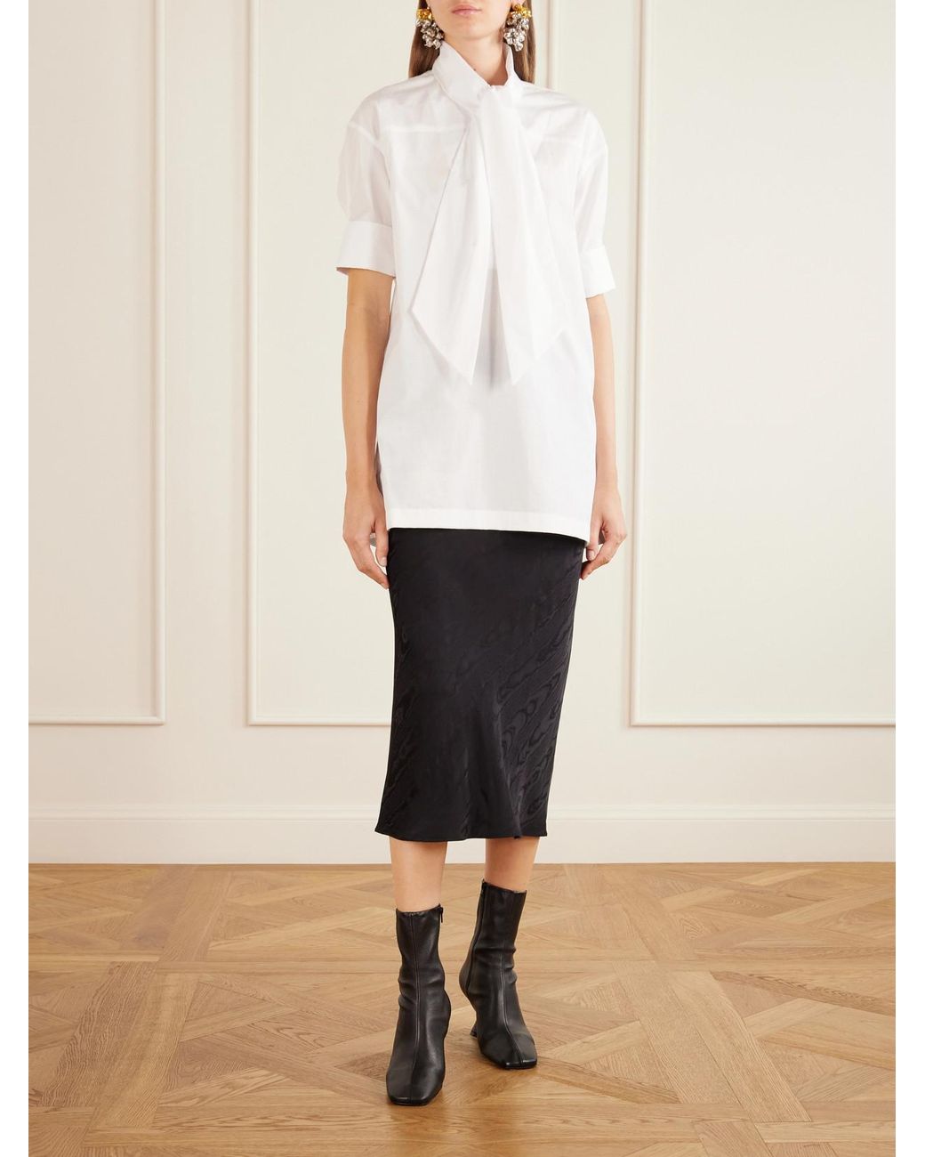 Dries Van Noten Black Leather Wedge Ankle Boots