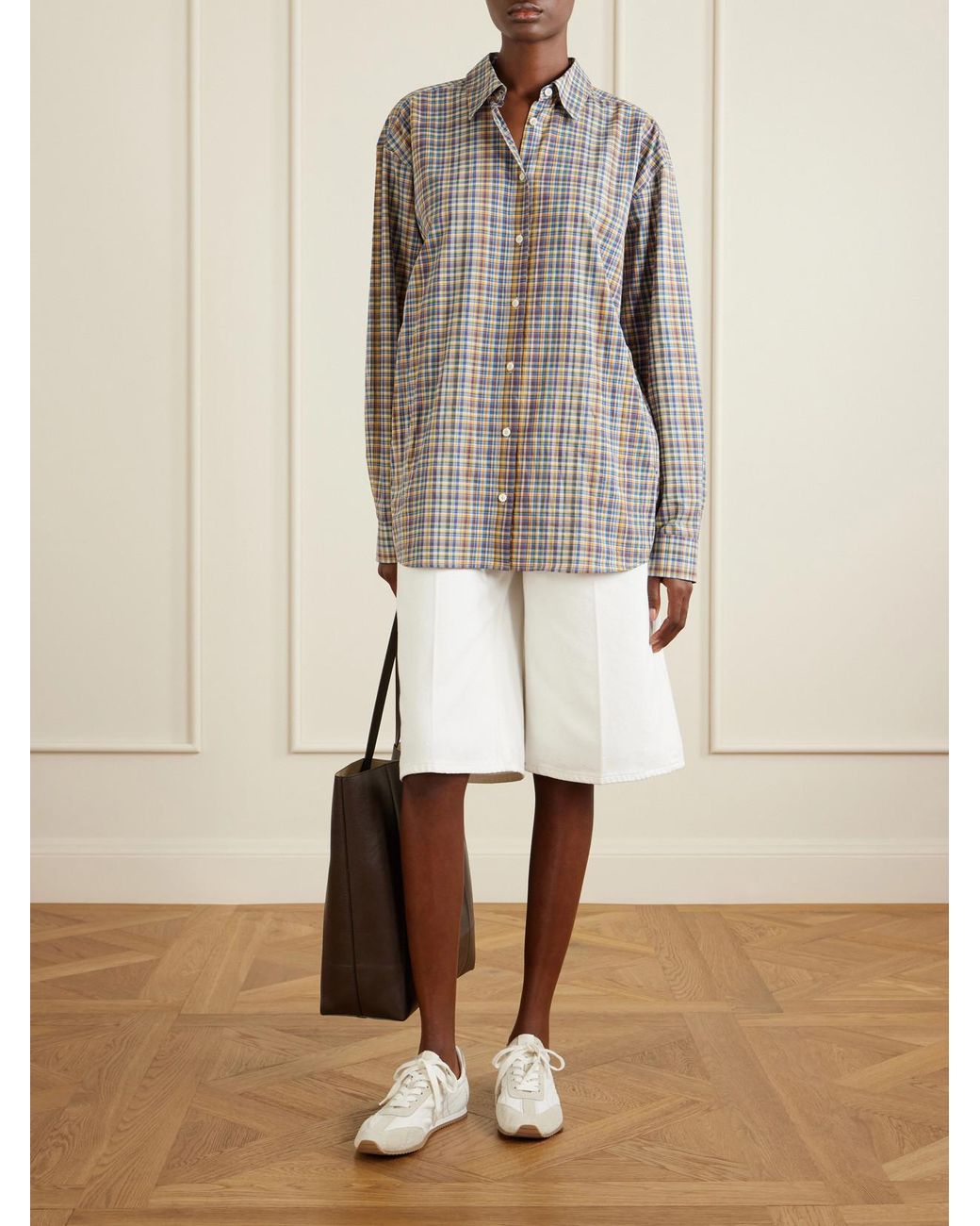 Totême White Flex Suede-Trimmed Shell Sneakers