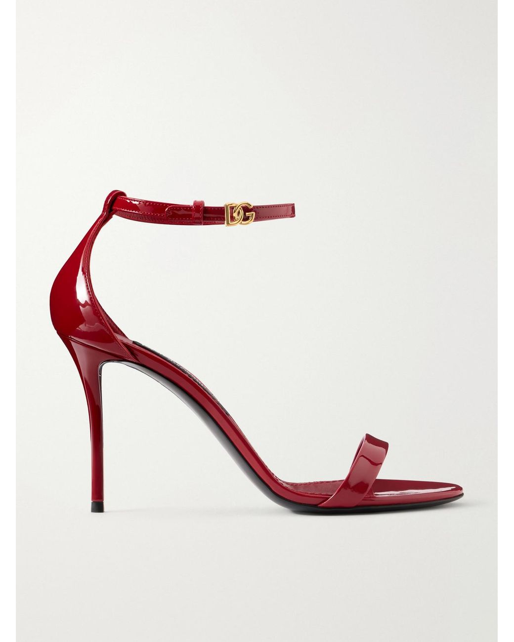 Dolce & Gabbana Pink Logo-Detailed Patent-Leather Sandals