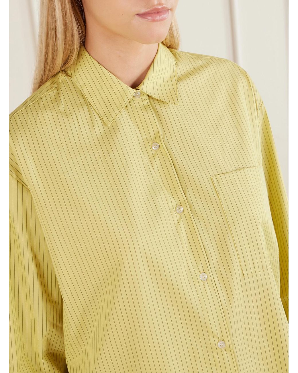 Leset Yellow Yoshi Striped Cotton And Lyocell-Blend Poplin Shirt