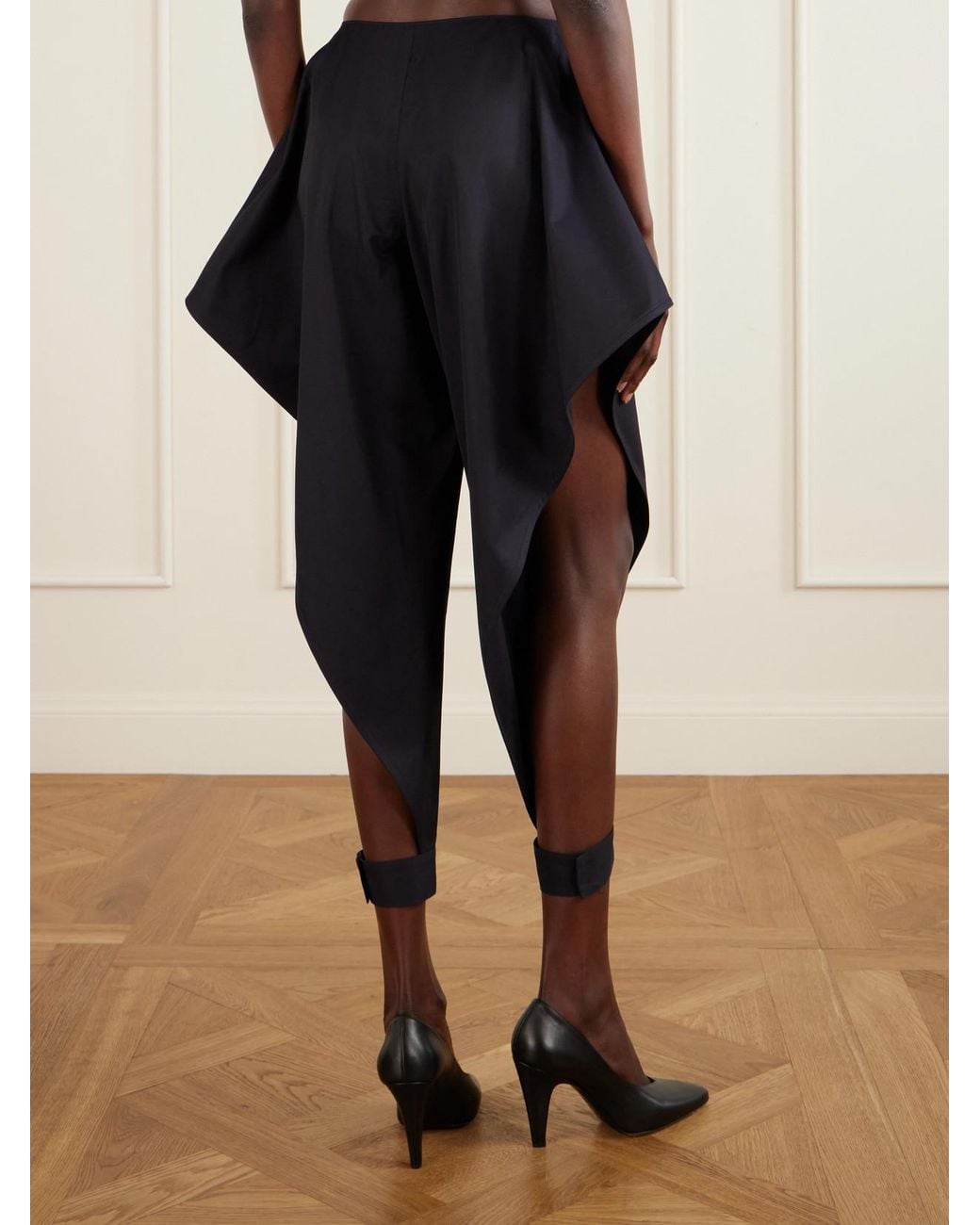 Alaïa Blue Triangle Cotton-Gabardine Wide-Leg Pants