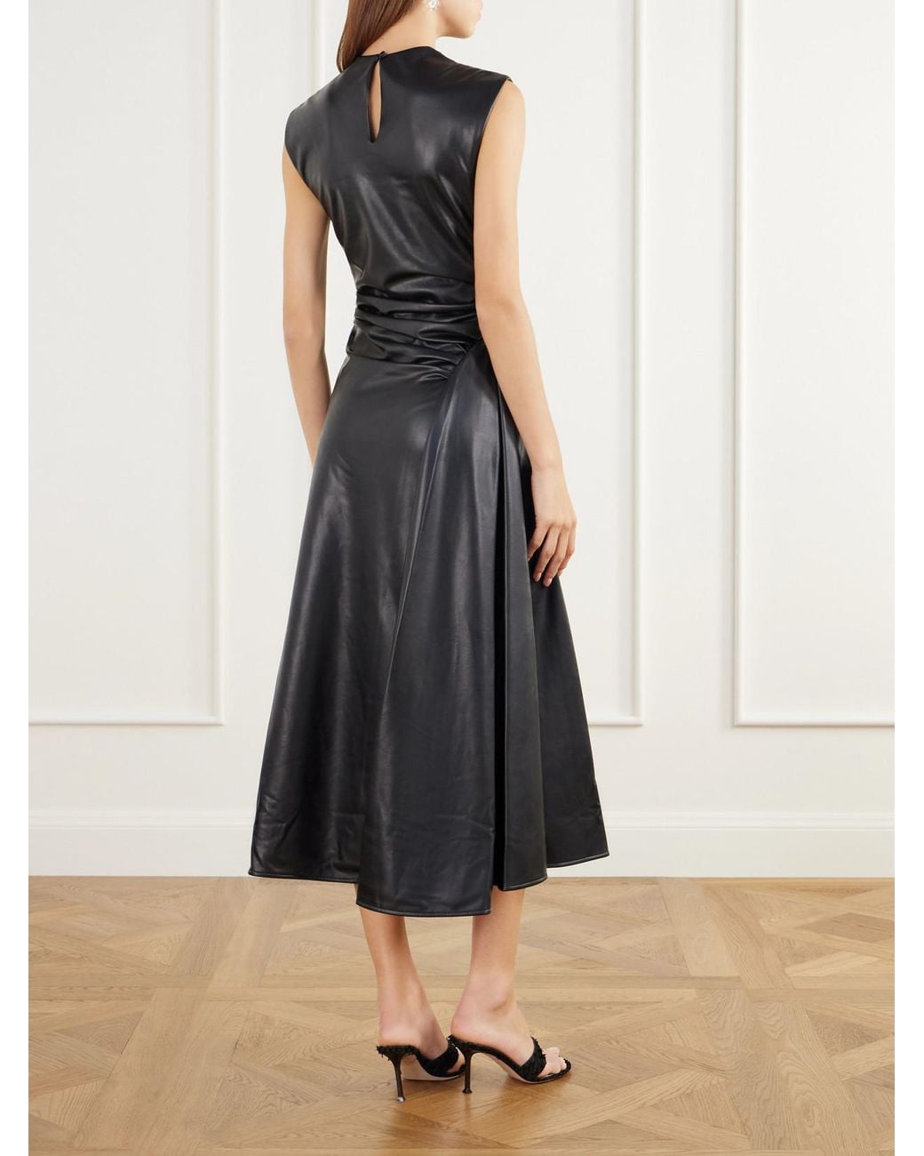 Jonathan Simkhai Black Burke Draped Glossed Midi Dress