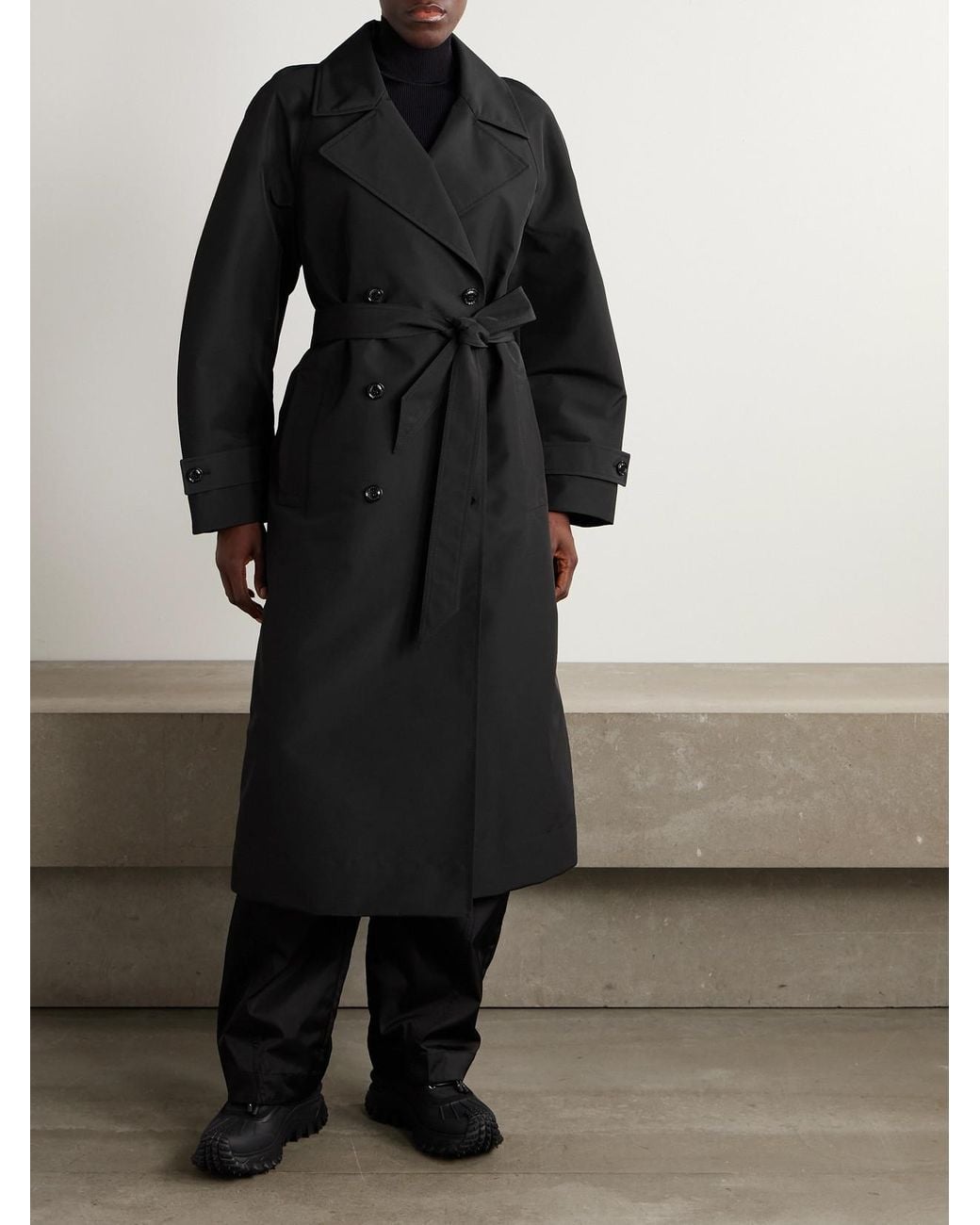 Moncler Genius Black Edward Enninful Zake Belted Double-Breasted Shell Trench Coat