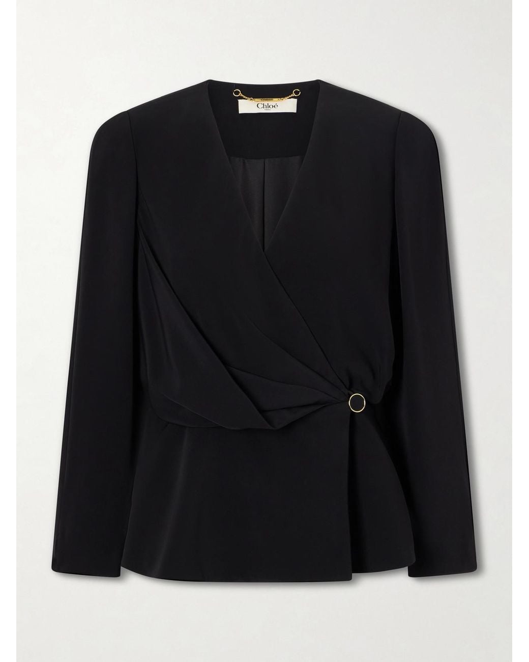 Chloé Black Gathered Faille Blouse