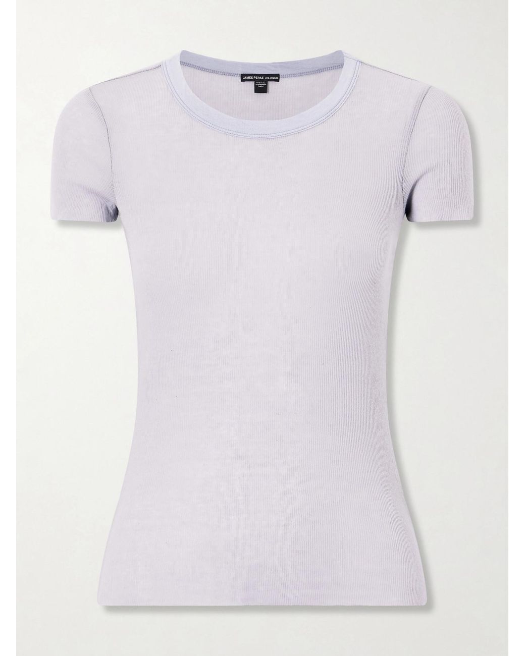 James Perse Gray Ribbed Cotton And Cashmere-Blend T-Shirt