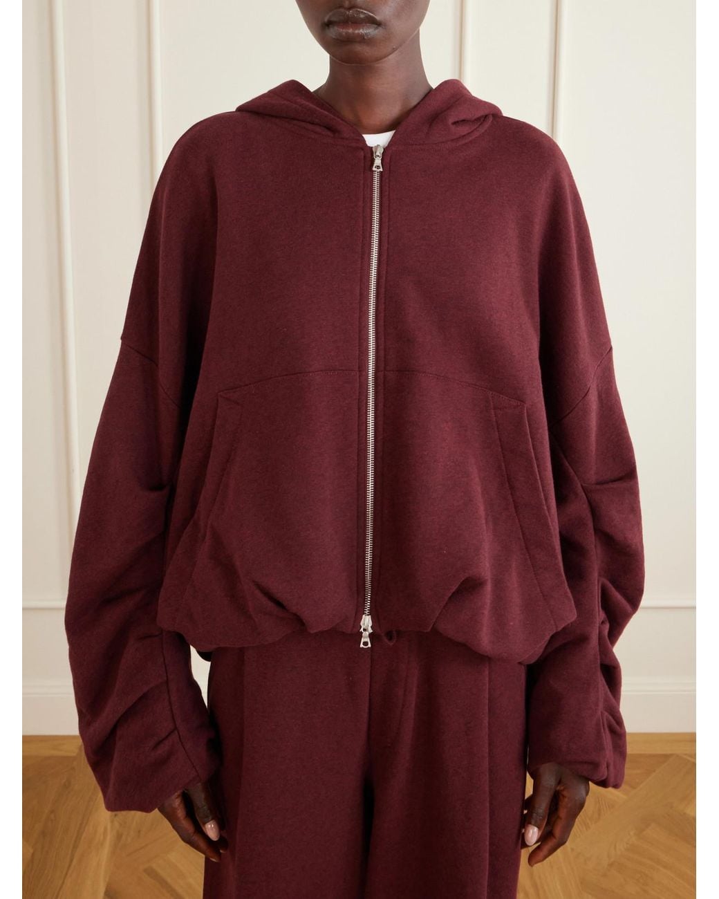 Dries Van Noten Red Cotton-Jersey Zip-Up Hoodie