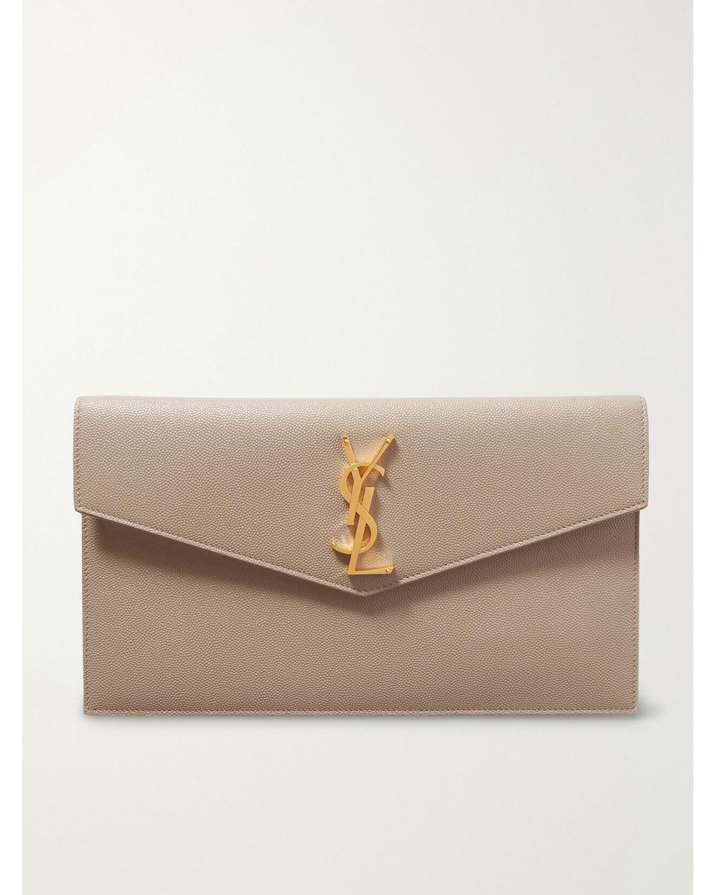 Saint Laurent Natural Uptown Textured-Leather Pouch