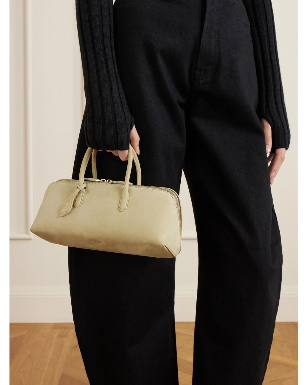 Alaïa Natural Delta Suede Top-Handle Bag