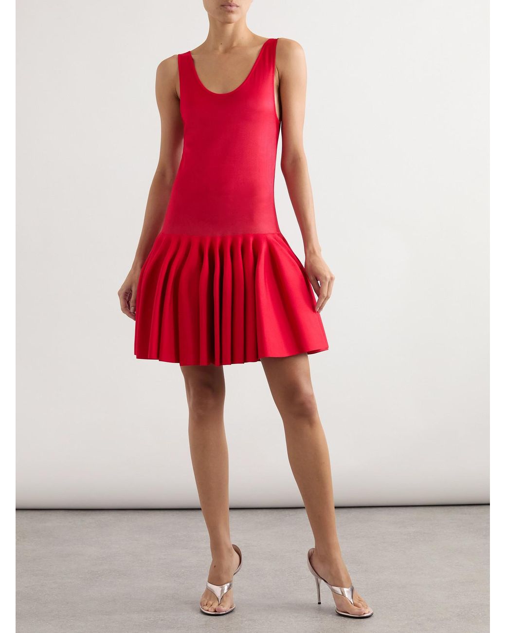 knee length dresses for ladies Alaia Plunging Neckline Embellished Mini Dress main image 0