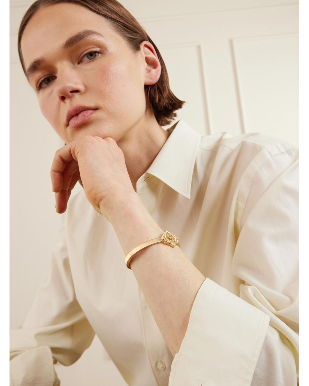 Buccellati Natural Opera Tulle 18-Karat, Mother-Of-Pearl And Diamond Bangle