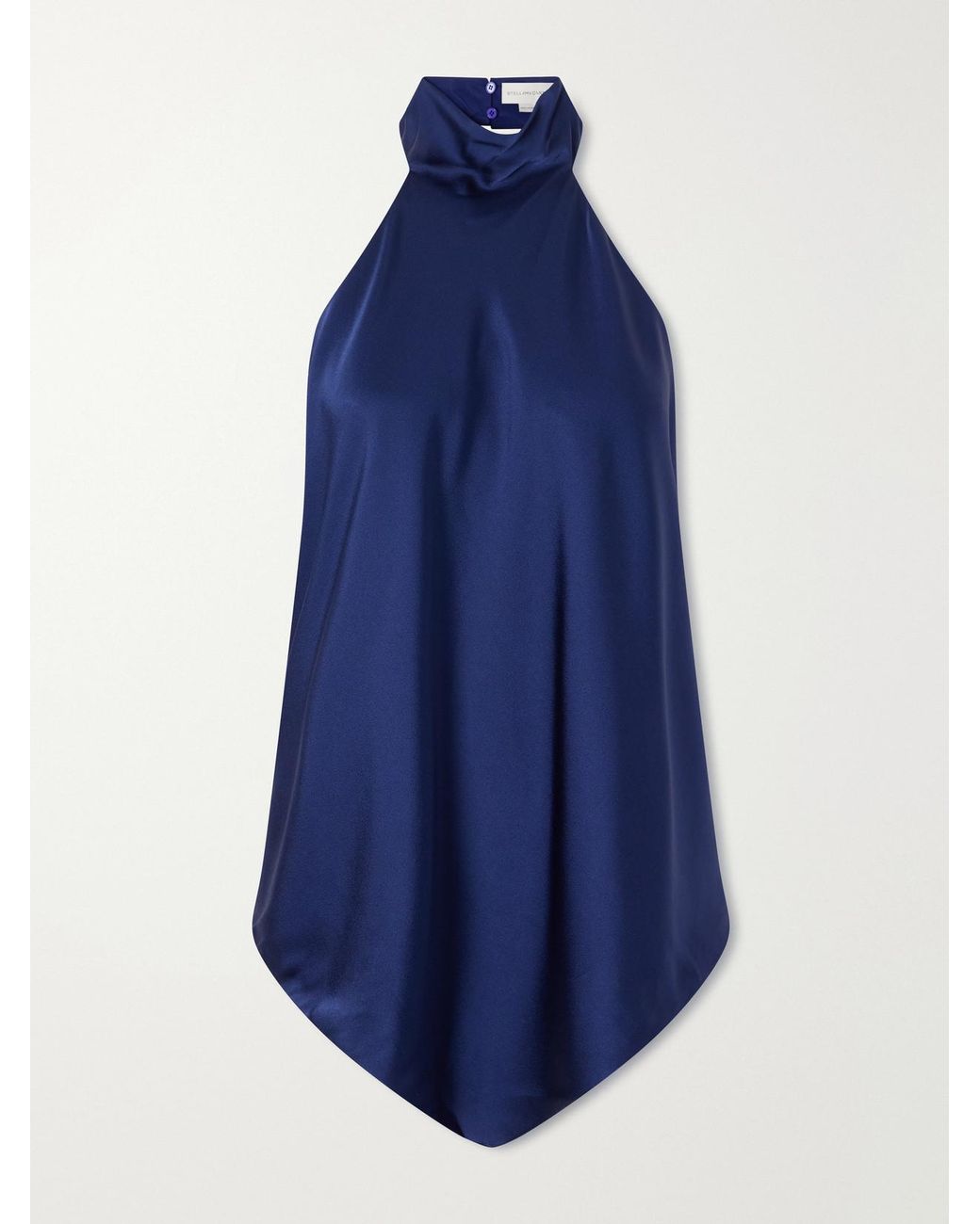 Stella McCartney Blue Backless Halterneck Satin Blouse