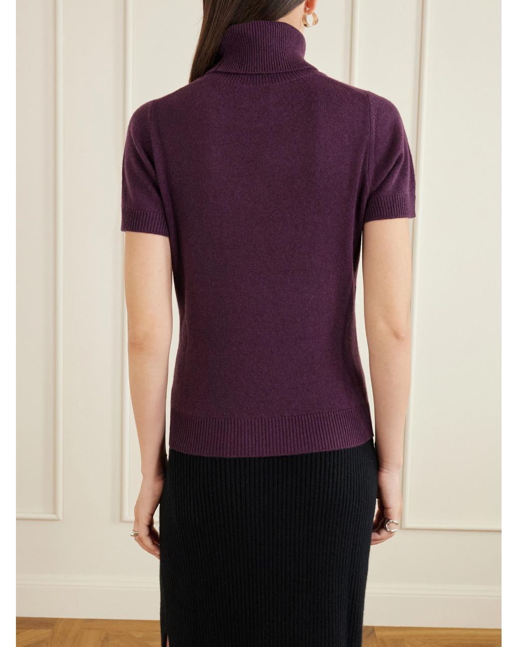 Allude Purple Cashmere Turtleneck Sweater