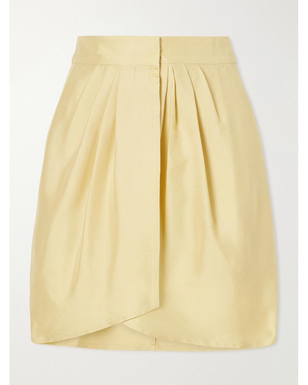 LeKasha Yellow Kamas Silk Pleated Wrap Skirt